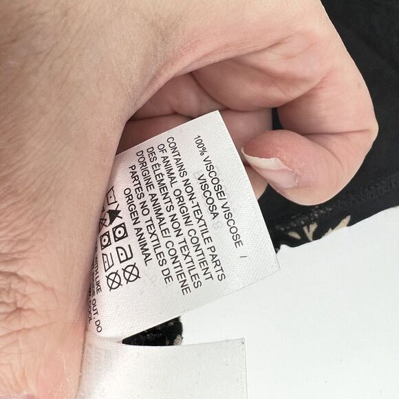 Lucky Brand Top Plus Size 3X Black Tan Floral Peasant Boho 3/4 Sleeves Stretchy - Picture 5 of 5